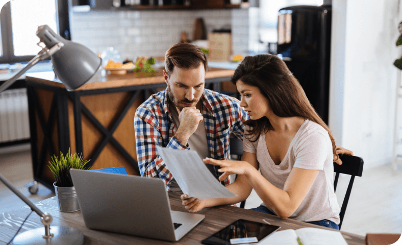 Couple going over finances
